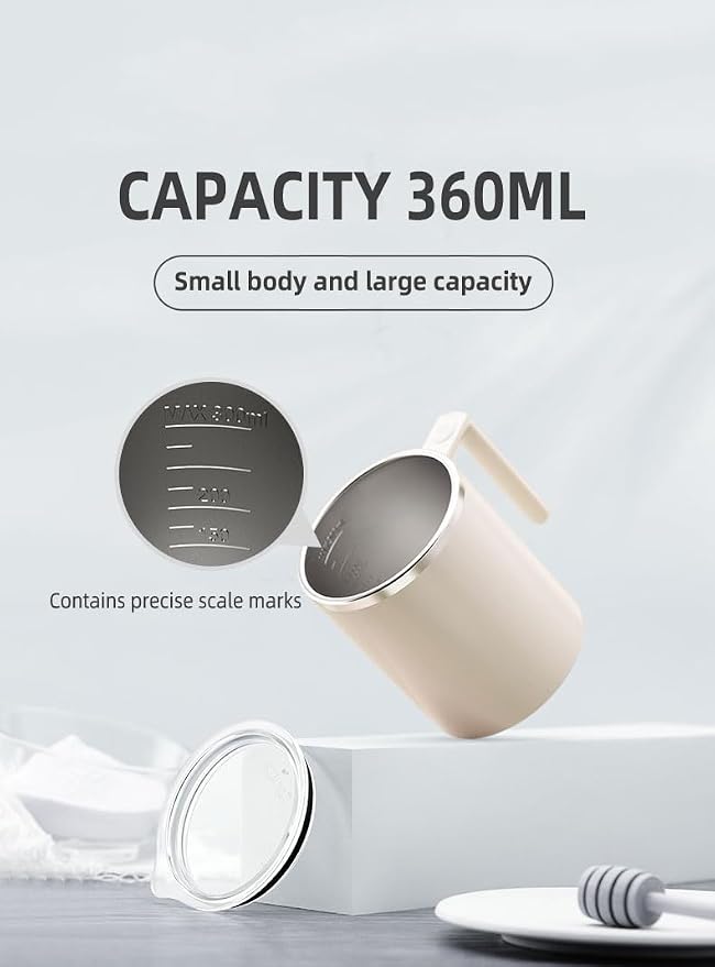 Electric Mixing Mug,Electric Stirring Coffee Mug,Coffee Mugs,Suitable for Coffee, Milk, Cocoa and Other Beverages (Cream White) - Image 6