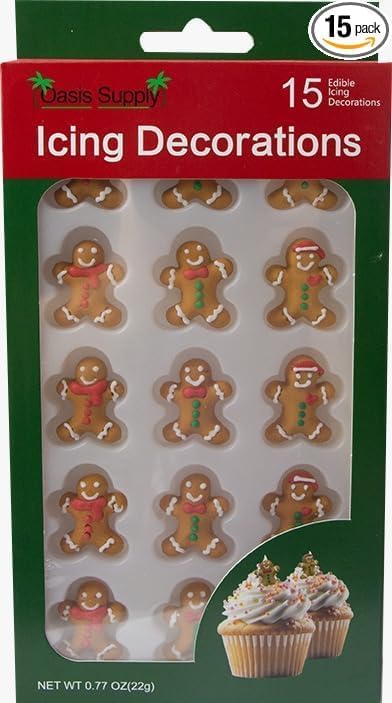 Christmas Edible Cake Decorations - Candy or Cupcake Topper -Gingerbread Man, Santa Face, Trees, Wreaths, Reindeer, & Christmas Boots 60 Pieces Total - Image 3