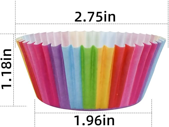 100 Pack Rainbow Cupcake Liners - Standard Size, Greaseproof Paper Muffin Liners for Birthday Party, Wedding Cake, Colorful Cupcake Wrappers - Image 6