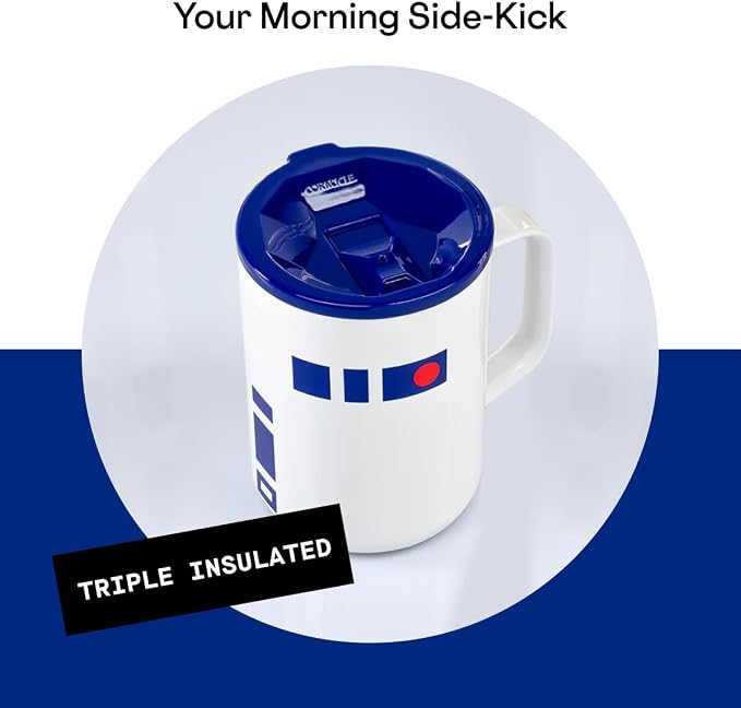 Corkcicle Star Wars R2D2 Insulated Coffee Mug- Triple Insulated Stainless-Steel Mug with Sliding Shatter-Proof Lid Keeps Drinks Hot 3 Hours- 16oz Travel Mug for Hot Beverages, Office & Daily Use - Image 3