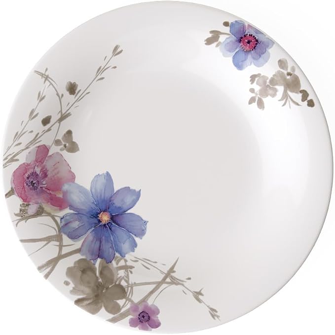 Villeroy & Boch Mariefleur Gris Basic Breakfast, Round Premium Porcelain Plate with a Playful Flower Decoration, Dishwasher Safe, 21 cm, (New) by Unknown
