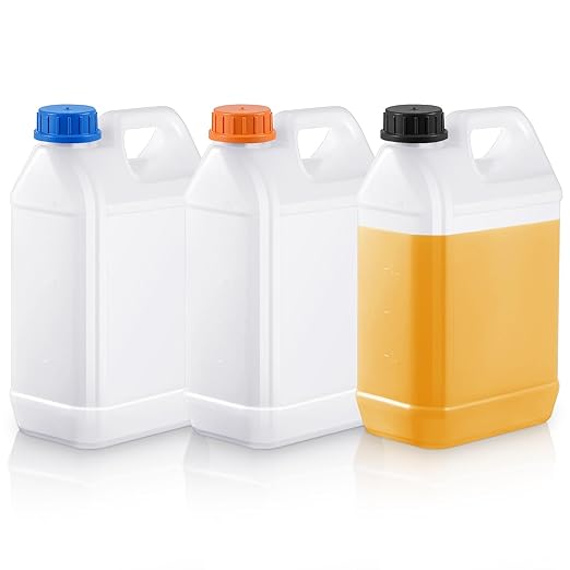 3 Pcs 1 Gallon Plastic Jug with Lids Square Empty Storage Containers HDPE Carboy Plastic Jar Containers for Water Beverage Oil Liquids (Translucent Color with Different Lids)