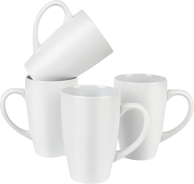 BYCNZB 20oz Extra Large Ceramic Tall Coffee Mugs Set for Coffee Tea Hot Cocoa set of 4 Dishwasher & Microwave Safe (Matte white) by BYCNZB