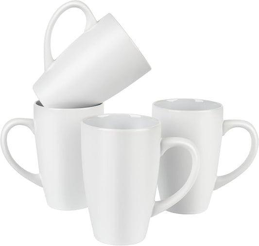 BYCNZB 20oz Extra Large Ceramic Tall Coffee Mugs Set for Coffee Tea Hot Cocoa set of 4 Dishwasher & Microwave Safe (Matte white) by BYCNZB