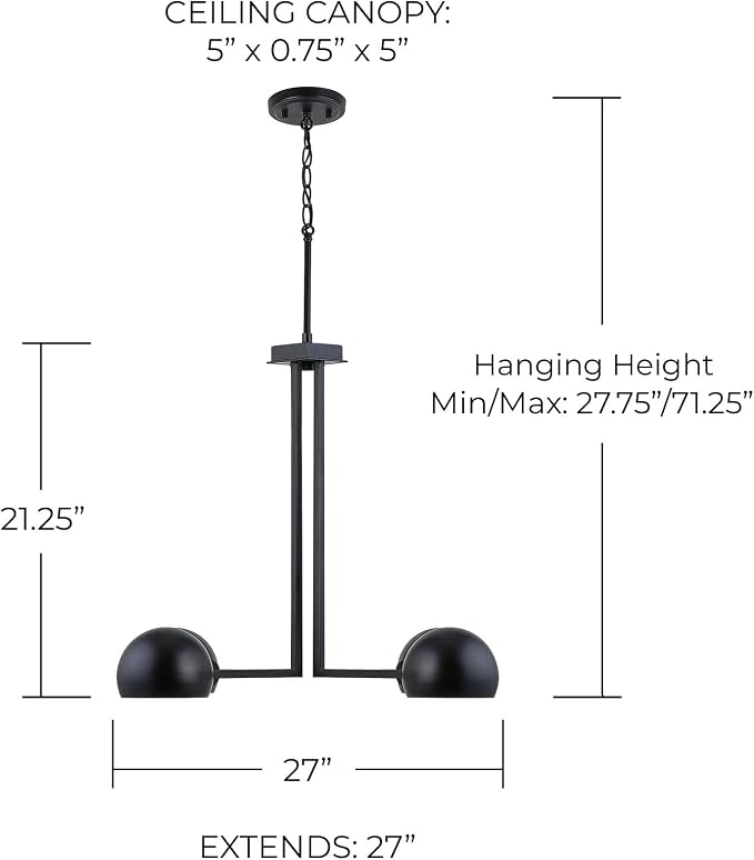 Capital Lighting 433141MB Hadley Urban/Industrial Curvy Arm Dome Chandelier, 4-Light 240 Total Watts, 21" H x 27" W, Matte Black - Image 6