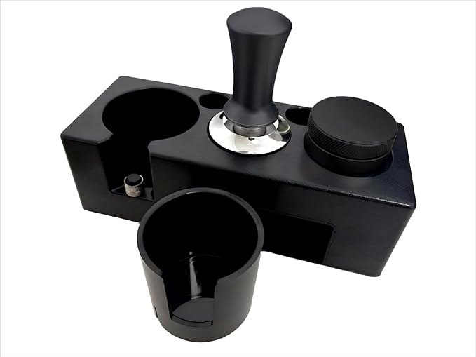 Coffee Tamper Station Set, 3-in-1 with 53mm Tamping Stand, Espresso Tamper and Coffee Distributor, Black