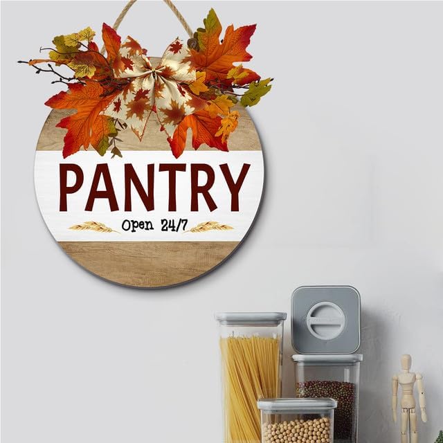 Farmhouse Pantry Sign Rustic Wood Pantry Wall Decor Motivational Motto Prints Kitchen Pictures Art with Solid Wood Frame for House Kitchen Ready to Hang 12" - Image 2