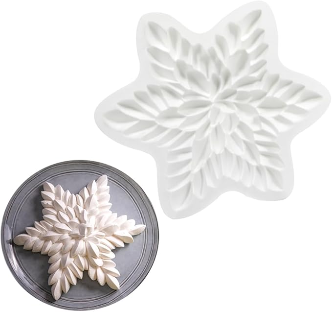 mostsom 3D Snowflower Silicone Mold for Baking, Mousse Cake Molds for French Desserts, Pastry, Chocolate, Cupcake, Pudding, Jello, Fondant, Soap, Nonstick Decoration Mould Baking Tools (G_ Snowflower)