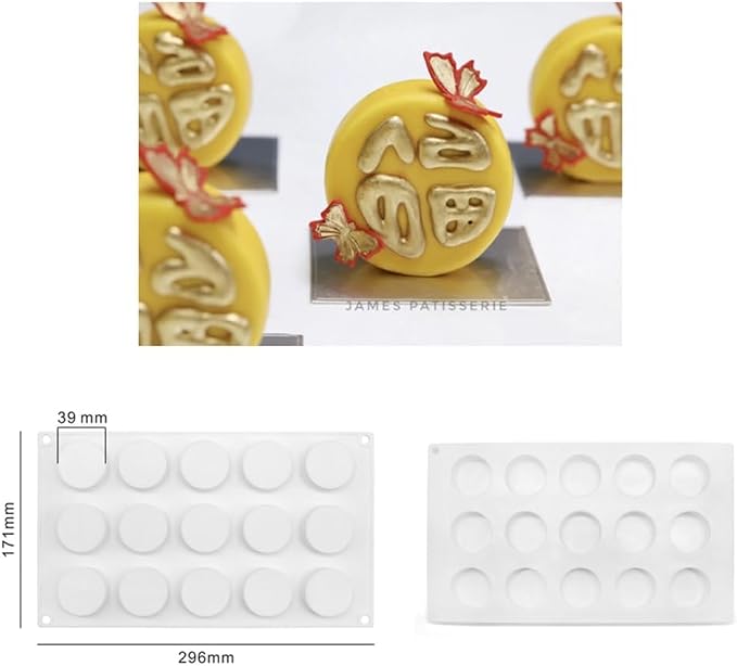 Round Cake Silicone Baking Mold Circular Chocolate Candy Biscuit Ice Cube Making Tool Soap Candle Mould Home Decor (Round H_11.84 X6.84 X0.84 inch) - Image 7