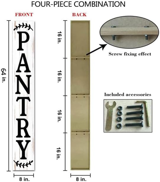 Vertical Pantry Sign Wall Decor 8"x63" Pantry Decor Farmhouse Wood Large Pantry Sign for Hanging Kitchen Sign Wood Sign Vertical Sign Wood Sign Kitchen Wall Art Decor Hanging Plaque Sign - Image 4