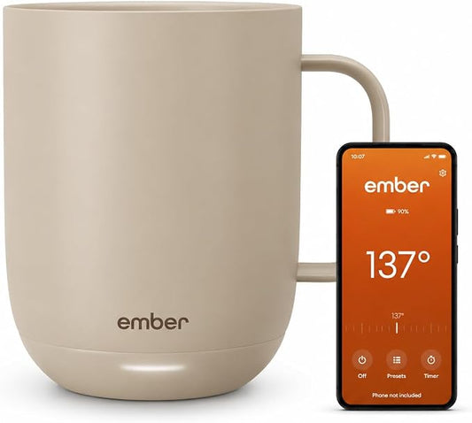 Ember Temperature Control Smart Mug 2, 14 Oz, App-Controlled Heated Coffee Mug with 80 Min Battery Life and Improved Design, Sandstone by Unknown