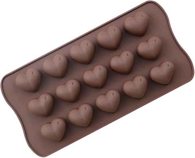 LeLehome Silicone Heart Shape Mold for for Valentine's Day Birthday Festival Holiday Cake Decoration Fondant Jelly Chocolate Mousse 15 Holes Non-Stick Semicircle Bakeware