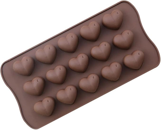 LeLehome Silicone Heart Shape Mold for for Valentine's Day Birthday Festival Holiday Cake Decoration Fondant Jelly Chocolate Mousse 15 Holes Non-Stick Semicircle Bakeware