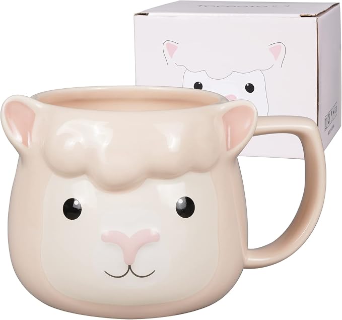Llama Coffee Mug 14 oz Ceramic Novelty Coffee Mug 3D Porcelain Tea Mug for Women Christmas Housewarming Holiday Birthday Gifts for Women Mom Kids Teacher and Best Friend Pink by ToCooTo