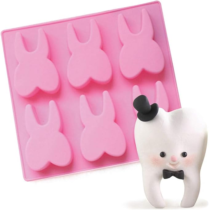Tooth Silicone Mold, Funny Teeth Shape Novelty Ice Cube Tray, Chocolate Candy Dessert Jello Mold, Soap Making Mold, Cake Baking Pan, Perfect Gag or White Elephant Gift for Dentists by HiParty