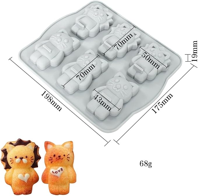 Silicone Mold for Cake DIY Baking Chocolate Eco-Friendly Cake Mold Candy Chocolate Cake Mould Baking DIY Kitchen Accessiories (Lion Cat Q_7.92 X7 X0.76 inch) - Image 2