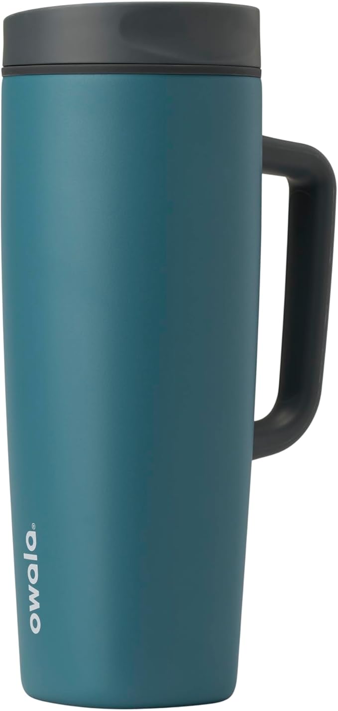 Owala SmoothSip Slider Stainless Steel Insulated Travel Mug with Handle, 100% Leak Proof, For Hot and Cold Drinks, Travel Friendly with Sliding Lock Lid, 24 oz, BPA Free, Leak Proof, High Dive by Unknown