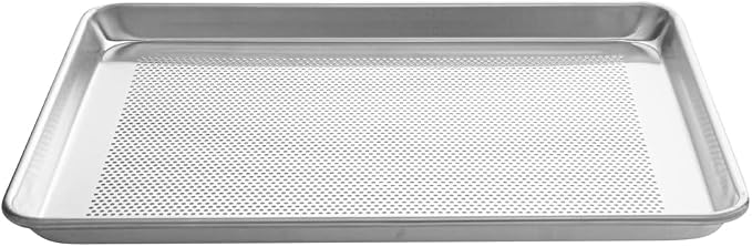Restaurantware Met Lux 18 x 13 x 1 Inch Baking Sheet Pan 1 Perforated High Temp Baking Sheet - Half-Size Freezable Silver Aluminum Potato Chip Baking Tray Dishwasher-Friendly - Image 9