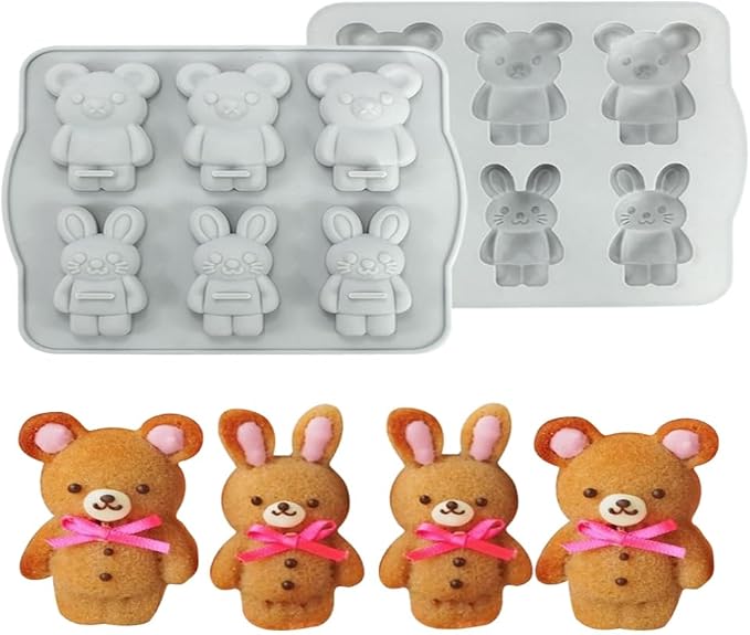 Candy Animal Silicone Mold Rabbit Bear Shape Chocolate Soap Cake Decorating DIY Kitchenware Bakeware Ice Mold Baking Tools (Rabbit Bear R_7.92 X7 X0.76 inch) - Image 4
