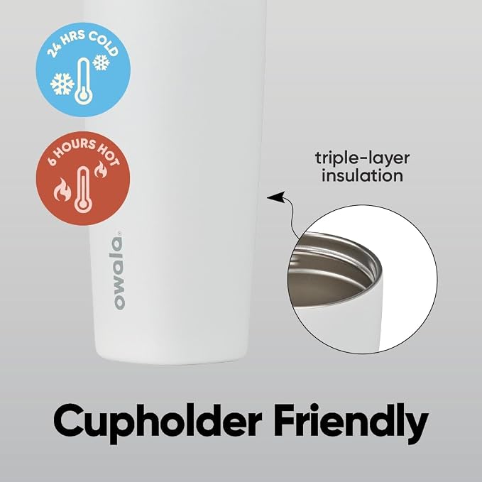 Owala SmoothSip Slider Insulated Stainless Steel Coffee Tumbler, Reusable Iced Coffee Cup, Hot Coffee Travel Mug, BPA Free 20 oz, Peachy Keen - Image 3