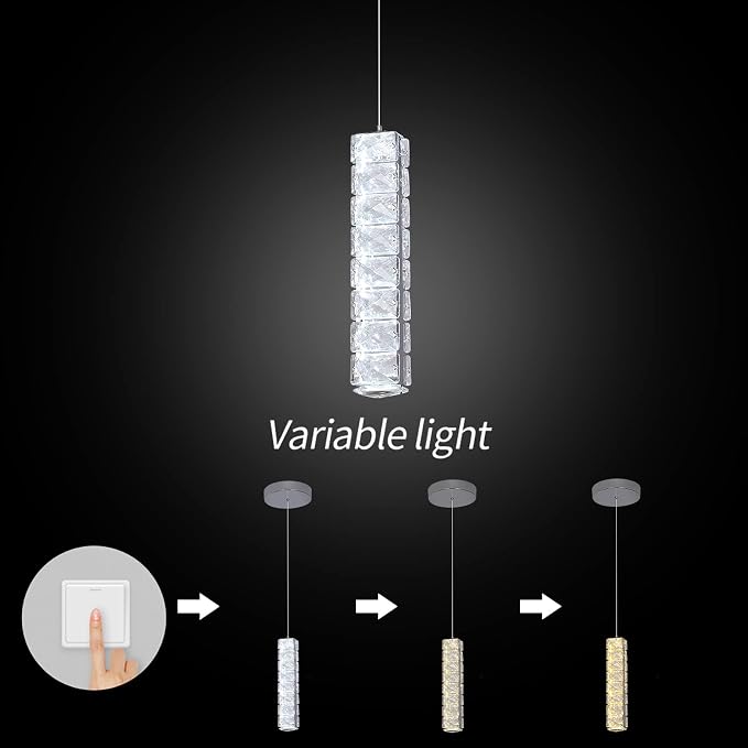 Crystal LED Ceiling Light Chandelier, Modern Semi Flush Mount Lighting Fixture Ceiling Lamp for Living Room, Dining Room, Bedroom, Kitchen Island, Entryway (1 Pendant Light) - Image 5