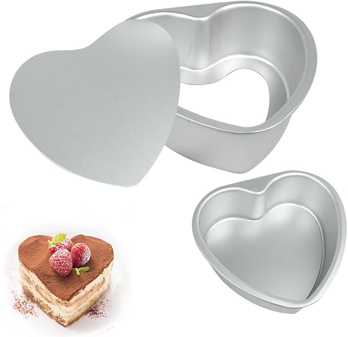 Heart Cake Pan 6 plus 8 inch Removable Bottom Deep Mold Aluminum | Heart Shaped Cake Pan by FRIGIIRE