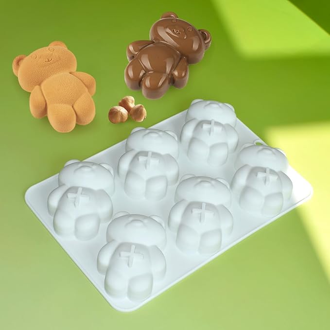 mostsom 3D Bear Shape Silicone Molds for Baking Mousse Cake, Fondant Mold, French Dessert, Pastry Chocolate Mould, Soap, and Ice Cream, Baking Mold for Cakes (B_ Bear)