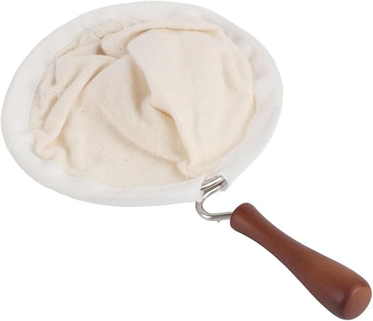 Cloth Coffee Filter, Flannel Cloth Coffee Strainer, Reusable Portable Coffee Sock Filter Bag 3.94in Inner Diameter with Wooden Handle for Hand Drip Home Office Kitchen (Large)