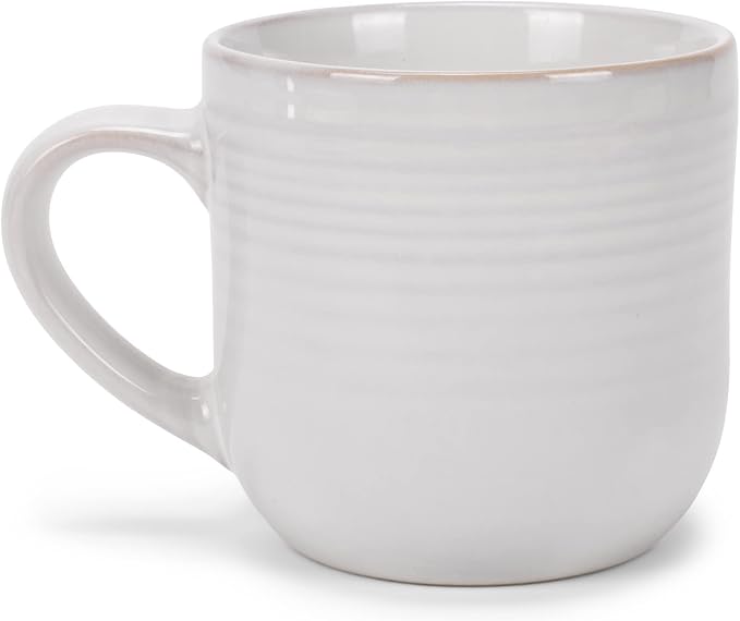 Elanze Designs Glossy Reactive Glaze Large 17 Fluid Ounce Everyday Kitchen Food Grade Ceramic Stoneware Coffee Mug Cup with Comfort Curved Handles, Set of 4, Classic White - Image 2