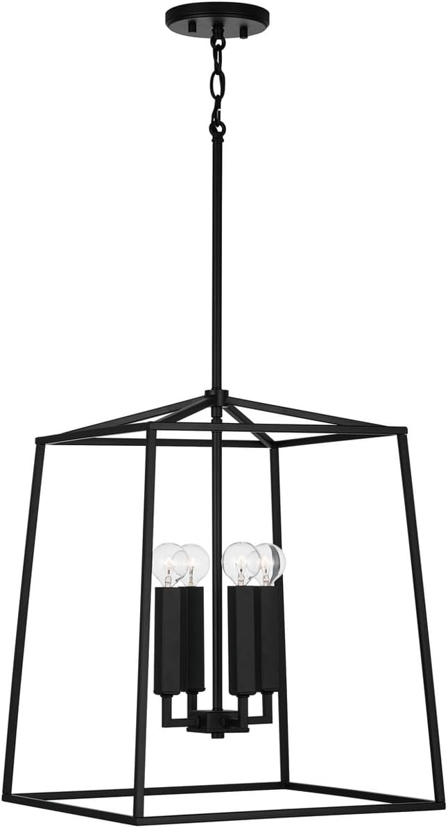 Capital Lighting 537642MB Thea Lantern Foyer Pendant, 4-Light 240 Total Watts, 20" H x 16" W, Matte Black - Image 5