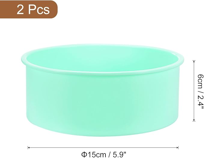 UXCELL 2-Piece Round Silicone Cake Molds, 6-Inch Nonstick & Quick Release for Layer, Smash & Cheese Cakes - Light Green - Image 2