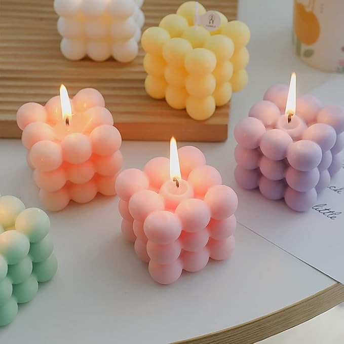 Candle Molds for Bubble Candle Making, 6 Cavity Bubble Candle Silicone Molds for Soap Making, Bubble Cake Mold for Soy Wax, Cake Baking Dessert Mousse, Homemade Ornaments DIY Craft