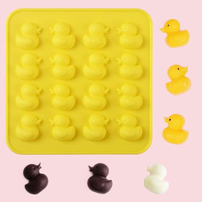 Newk Duck Chocolate Silicone Mold, 4 Packs 16- Cavity Non-Stick Food Grade Silicone Molds for Ice Cube, Jelly, Fondant, Hard Candy
