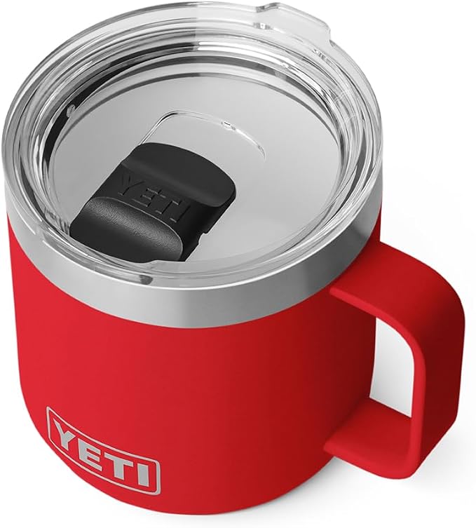 YETI Rambler 14 oz Ceramic Lined Stackable Mug, Vacuum Insulated, Stainless Steel with MagSlider Lid, Rescue Red by YETI