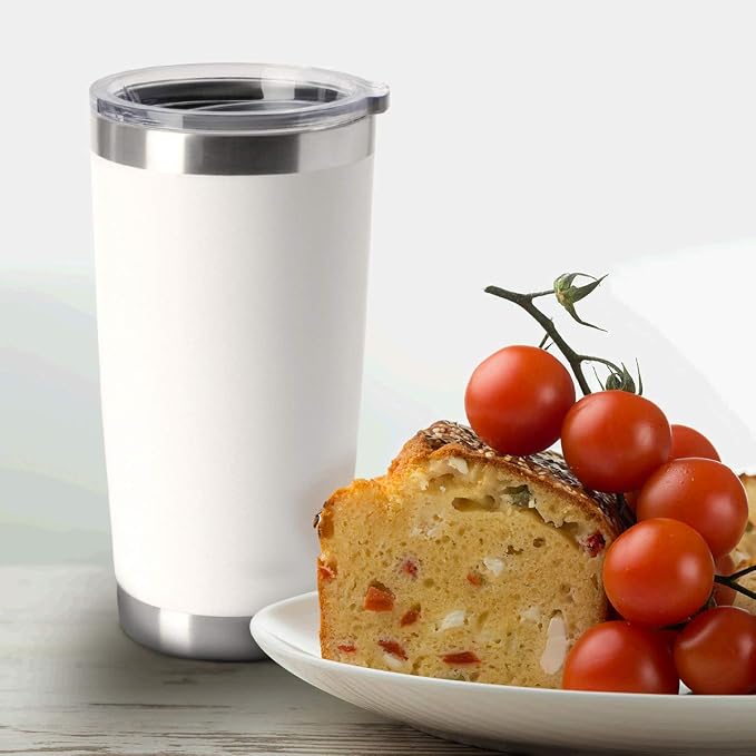 HASLE OUTFITTERS 20oz Stainless Steel Tumblers Bulk, Insulated Travel Cup with Lid, Double Wall Vacuum Coffee Mug for Cold & Hot Drinks 4 Pack, White - Image 5