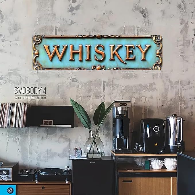 Bar Sign Bar Gifts Vintage Metal Wall Decor Sign"WHISKEY" Street Sign Funny Man Cave Decor Accessories for Home, Bar, Bathroom, Bedroom Unique Retro Tin Signs for Outdoor 4 X 16 inches - Image 3