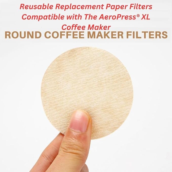 800x - Compatible with AeroPress XL – Reusable Unbleached Paper Coffee Filters, Natural & Vegan Replacement (4 packs)