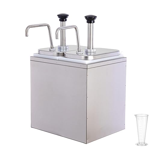 6.34 Quart Ketchup Pump Dispenser,Condiment Dispenser Pump, Large Capacity Detachable Leak-Proof Design for Sauce, Honey, Syrup,Soy Sauce,Mustard,Cheese (2 pumphead, 3.17 QT Each)