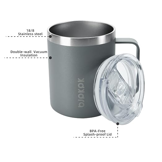 BJPKPK 2PCS Insulated Coffee Mug with Lid, 14oz Stainless Steel Tumbler | Travel Coffee Mug with Handle, Vacuum Insulated Tumbler Cup for Camping, Office, Home, BPA Free Lid, Hot & Cold - Image 2
