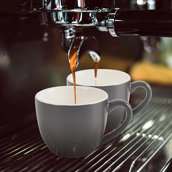 homEdge Mini Porcelain Espresso Cup, 3 Ounces / 90 ml Tiny Coffee Mugs Demitasse for Espresso, Tea- Set of 6, Dark Gray