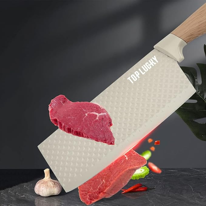 Kitchen Knife Set, Retrosohoo 6-Pieces Khaki Sharp Knife Block Sets for Kitchen, Non-stick Non-slip Stainless Steel Chef knives with Universal Block Suitable for Home Restaurant (Khaki) - Image 3