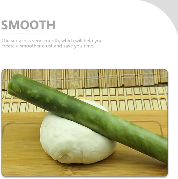 Marble Rolling Pin for Dough with Smooth Surface and Ergonomic Design, Baking Tool for Pasta and Tortillas, Non-stick Green Marble Roller Pin for Baking and Dumpling Preparation - Image 3
