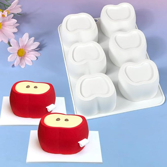 mostsom Apple Shape Silicone Mold, 3D Fruit Shape Mousse Cake Molds, Nonstick Bakeware for Chocolate, Mini Bundt Cake, Dessert, Pastry, Brownie, Jelly, Fondant, Easy Release & Clean (E_ Apple)