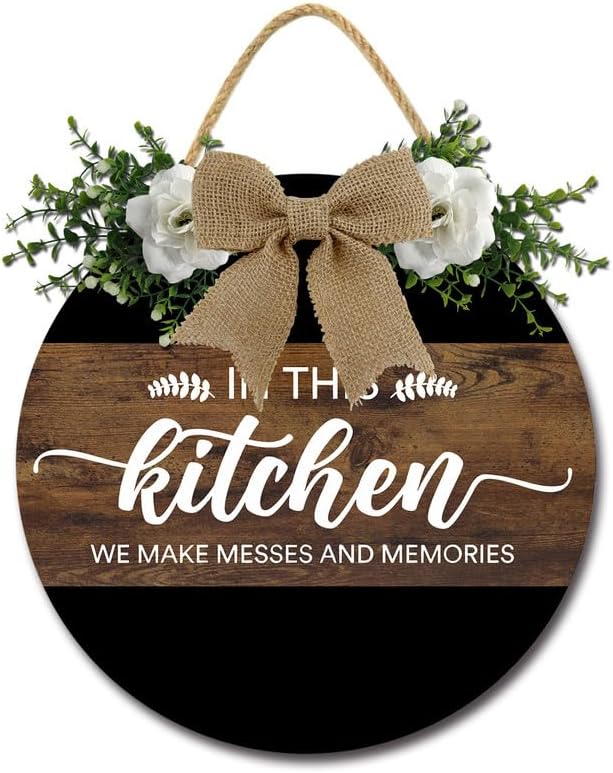 Kitchen Signs Wall Decor In this Kitchen We Make Messes and Memories Funny Dining Room Wall Decor Wood Hanging Sign Farmhouse Kitchen Dining Room Sign for Home 11inch by Unknown