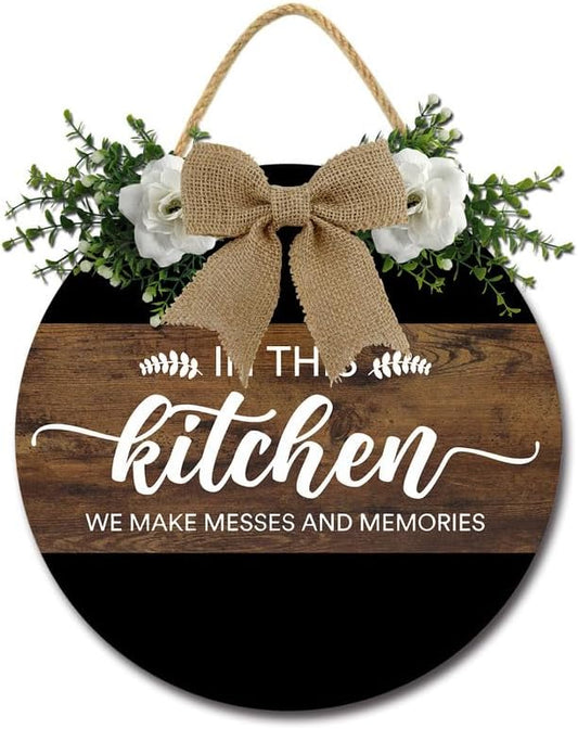 Kitchen Signs Wall Decor In this Kitchen We Make Messes and Memories Funny Dining Room Wall Decor Wood Hanging Sign Farmhouse Kitchen Dining Room Sign for Home 12inch by Unknown