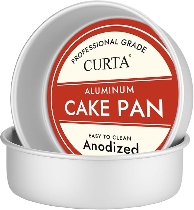 7 Inch Round Cake Pan, 7x3 inch 2 Set Anodized Aluminum Round Baking Pan, Small Cake Pan Non-Toxic & Heavy Duty, Deep Side, Easy Clean & Dishwasher Safe by CURTA