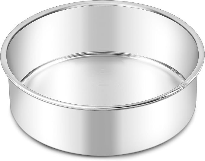 LIANYU 6 Inch Round Cake Pan, Stainless Steel Baking Layer Cake Pan Tin | Heavy Duty Metal Round Tier Cake Baking Tins, 2In Tall, Oven & Dishwasher Safe, No Coating, Non Toxic Bakeware by LIANYU