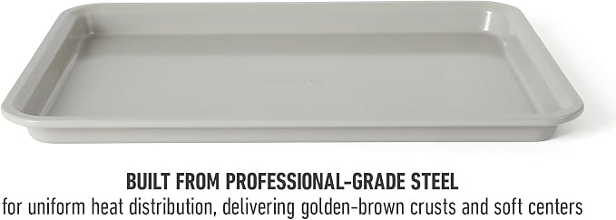 Calphalon Legacy 13 x 9 Inch PFA Free Nonstick Cookie Sheet Baking Pan in Taupe, Durable Heavy Gauge Steel Bakeware for Even Heating, Oven Safe Baking Tray for Cookies - Image 4