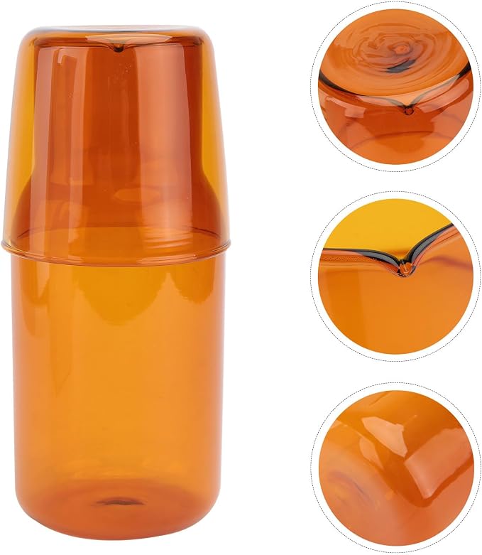 KICHOUSE Amber High Borosilicate Glass Cup and Water Kettle Set Water Bottle and Drinking Tools for Home Office Thanksgiving Parties Picnics Transparent Colored Glassware for Cold Beverages - Image 8