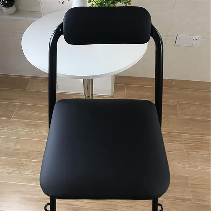 2 PC Collapsible Bar Chairs with Backrest Footrest,Folding Stool Padded Counter Height Bar Stool,Folding Tall Bar Stools for Kitchen Gameroom,Black,24inch - Image 5